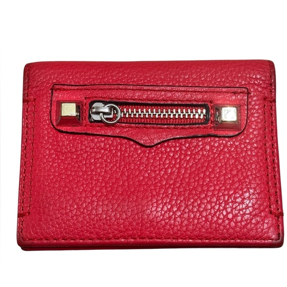 REBECCA MINKOFF Pebbled Leather Card Holder Red - Picture 4 of 11